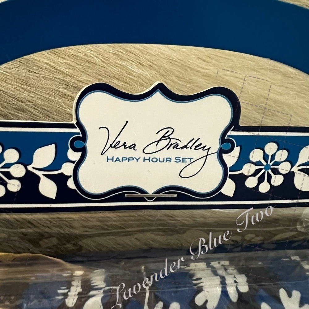 New VERA BRADLEY Blue Bayou 2014 Happy Hour Set Cocktail Napkins Coasters Cards - Picture 3 of 6